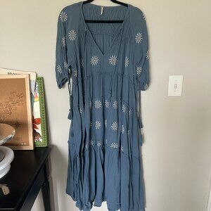 FreePeople | Blue | Tie Sleeve Maxi Dress | Size L